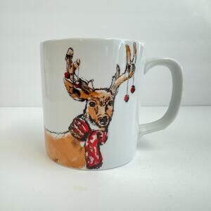 Christmas Coffee Mug Reindeer With Scarf Tea Cup by The Cellar